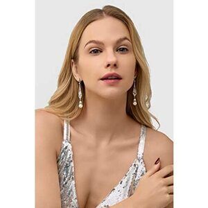 1920S Vintage Wedding Pearl Dangle Drop Earrings Art Deco Gatsby Earrings (Style